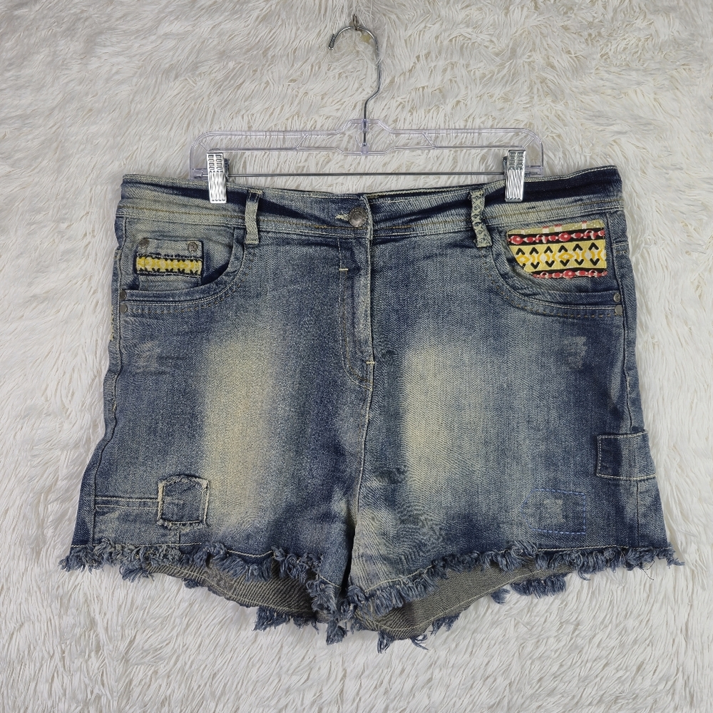 JOE BROWNS Womens Graphic Denim‎ Skirt Sz 16 Southwestern Aztec Boho Festival
